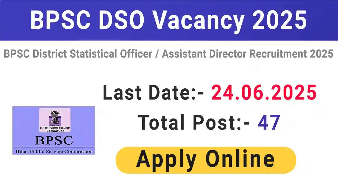 Bihar BPSC District Statistical Officer (DSO), Assistant Director Recruitment 2025 – Apply Online